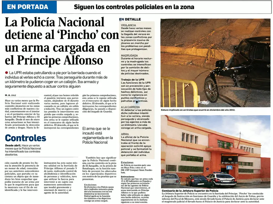 Recorte de prensa titulado «Ingreso en prisión tras declarar ante el juez» publicado por El Faro de Ceuta.