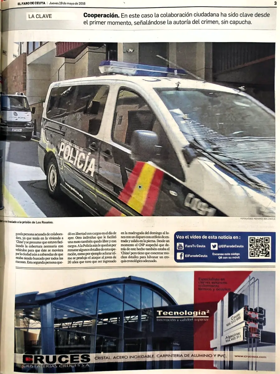 Recorte de prensa titulado «Cooperación» publicado por El Faro de Ceuta.
