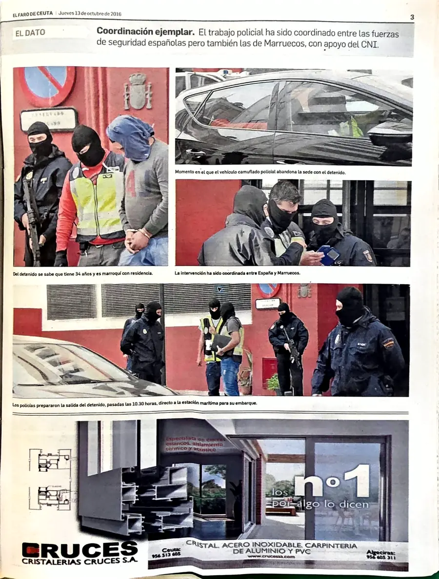 Recorte de prensa titulado «Coordinación ejemplar» publicado por El Faro de Ceuta.
